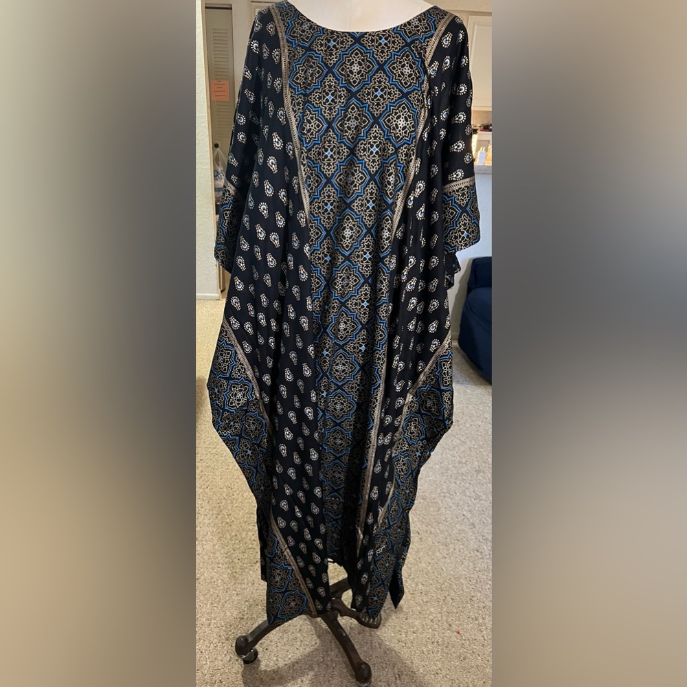 Lapogee Worldover Black,Gold and Teal Dress One size fits most